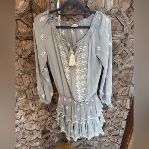 LoveShackFancy Gray and White Mini Dress